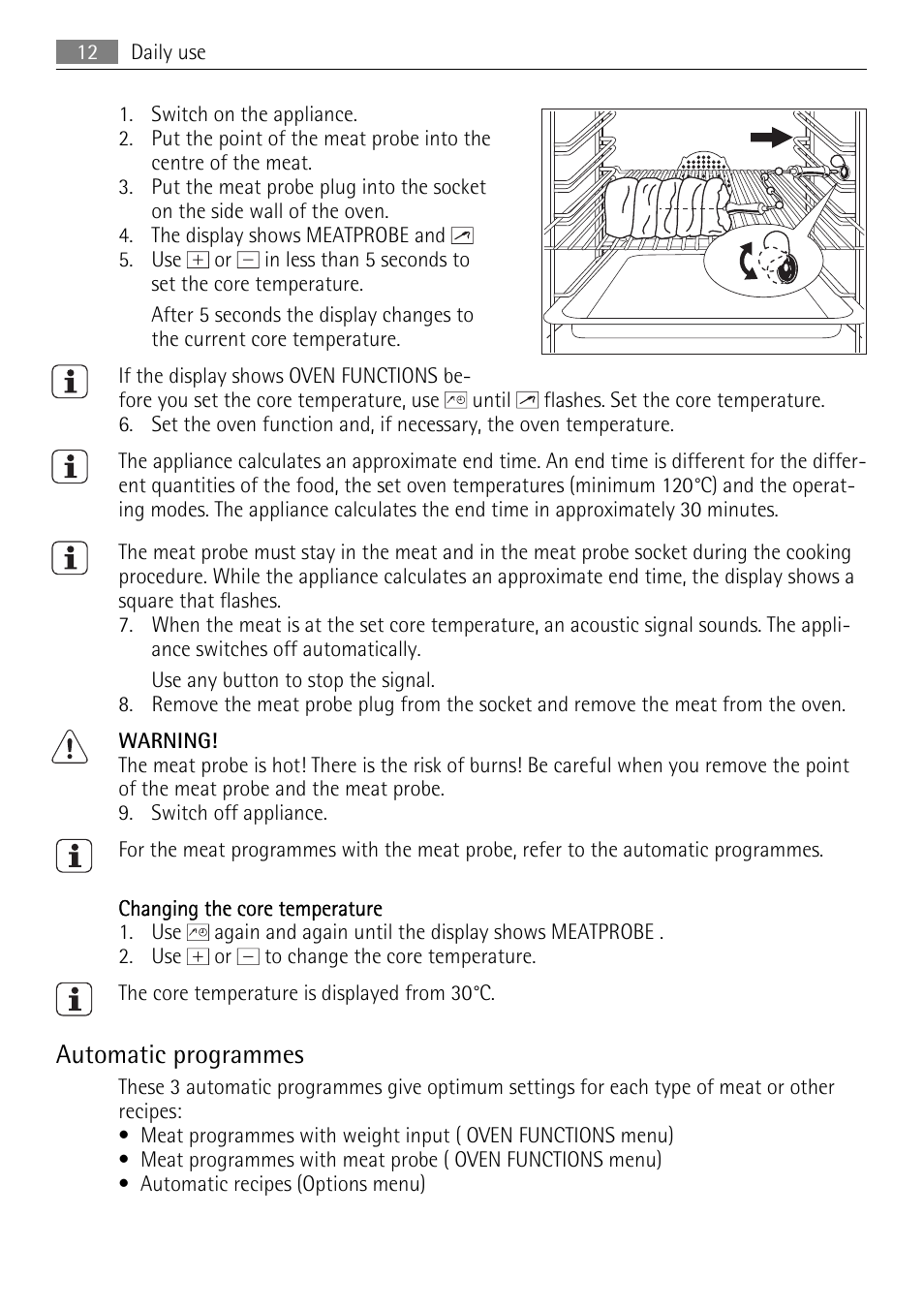 Automatic programmes | Electrolux B9831-5 User Manual | Page 12 / 32