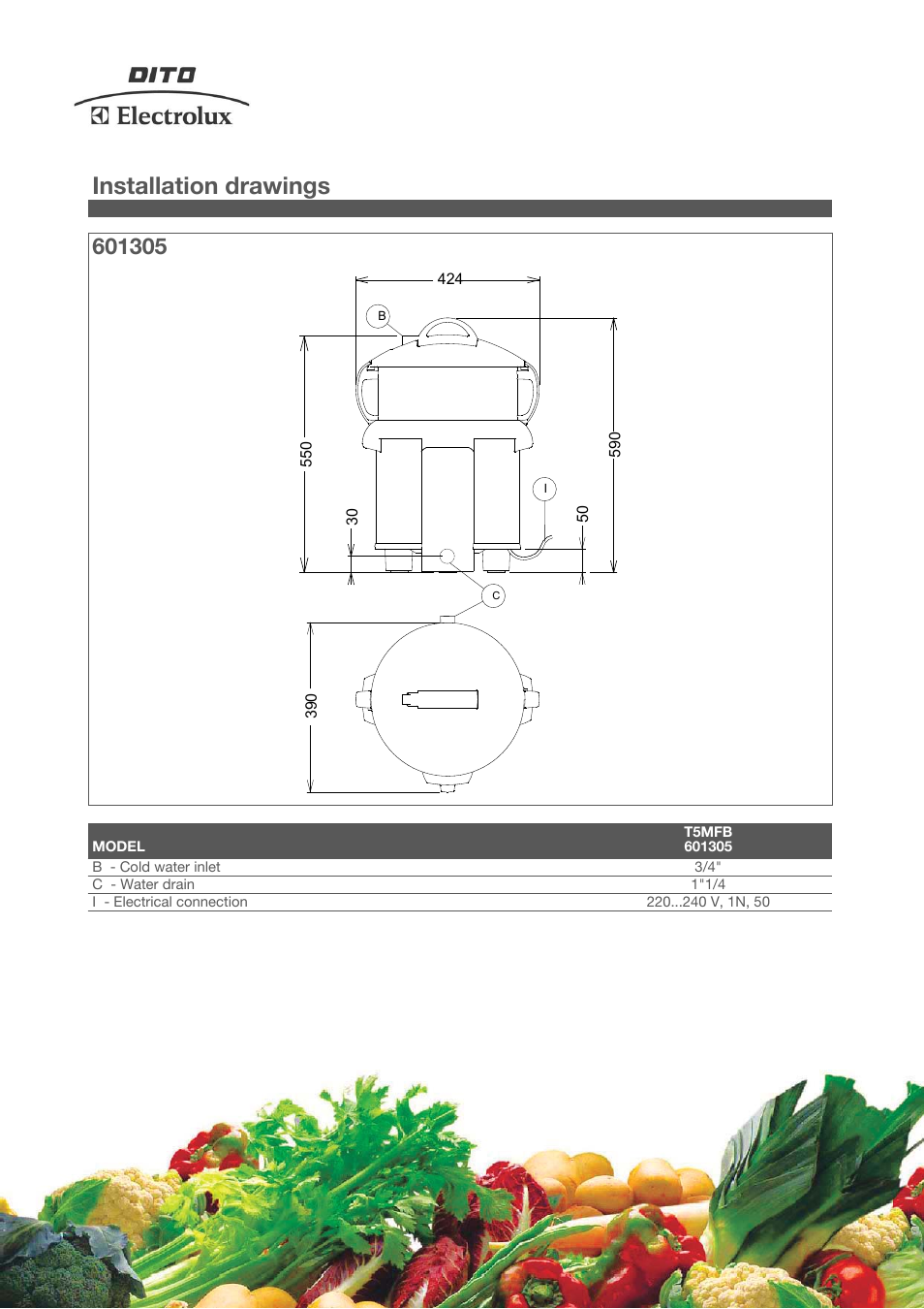 Installation drawings | Electrolux Dito T5M User Manual | Page 3 / 4