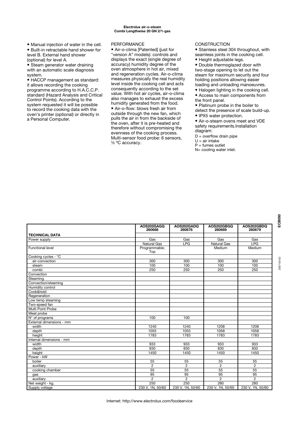 Electrolux COMBI LENGTHWISE 20 GN 2/1 -GAS User Manual | Page 2 / 3