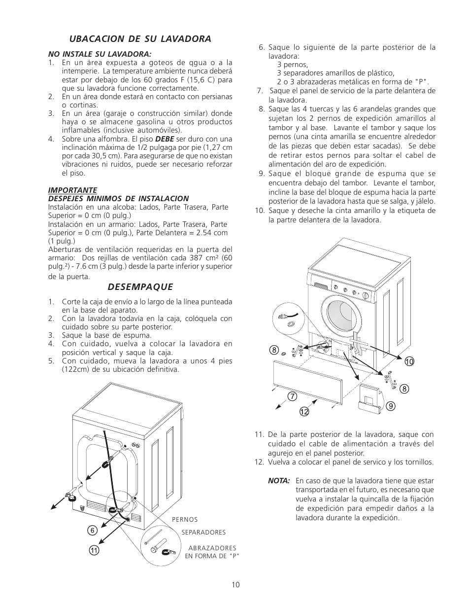 Electrolux Full Size Tumble Action Washer User Manual | Page 10 / 12