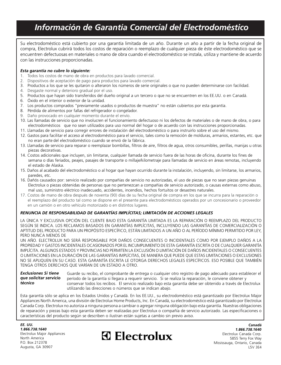 Electrolux Full Size Tumble Action Washer User Manual | Page 12 / 12
