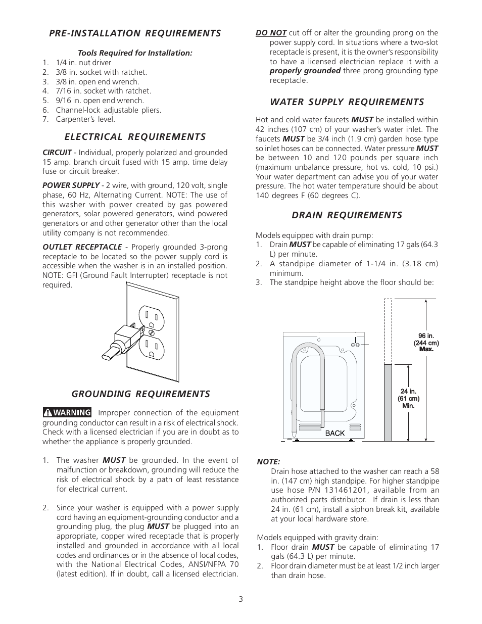 Electrolux Full Size Tumble Action Washer User Manual | Page 3 / 12