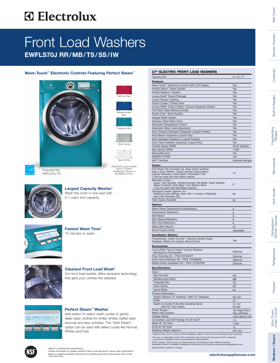 Electrolux WAVE-TOUCH EWFLS70J User Manual | 2 pages