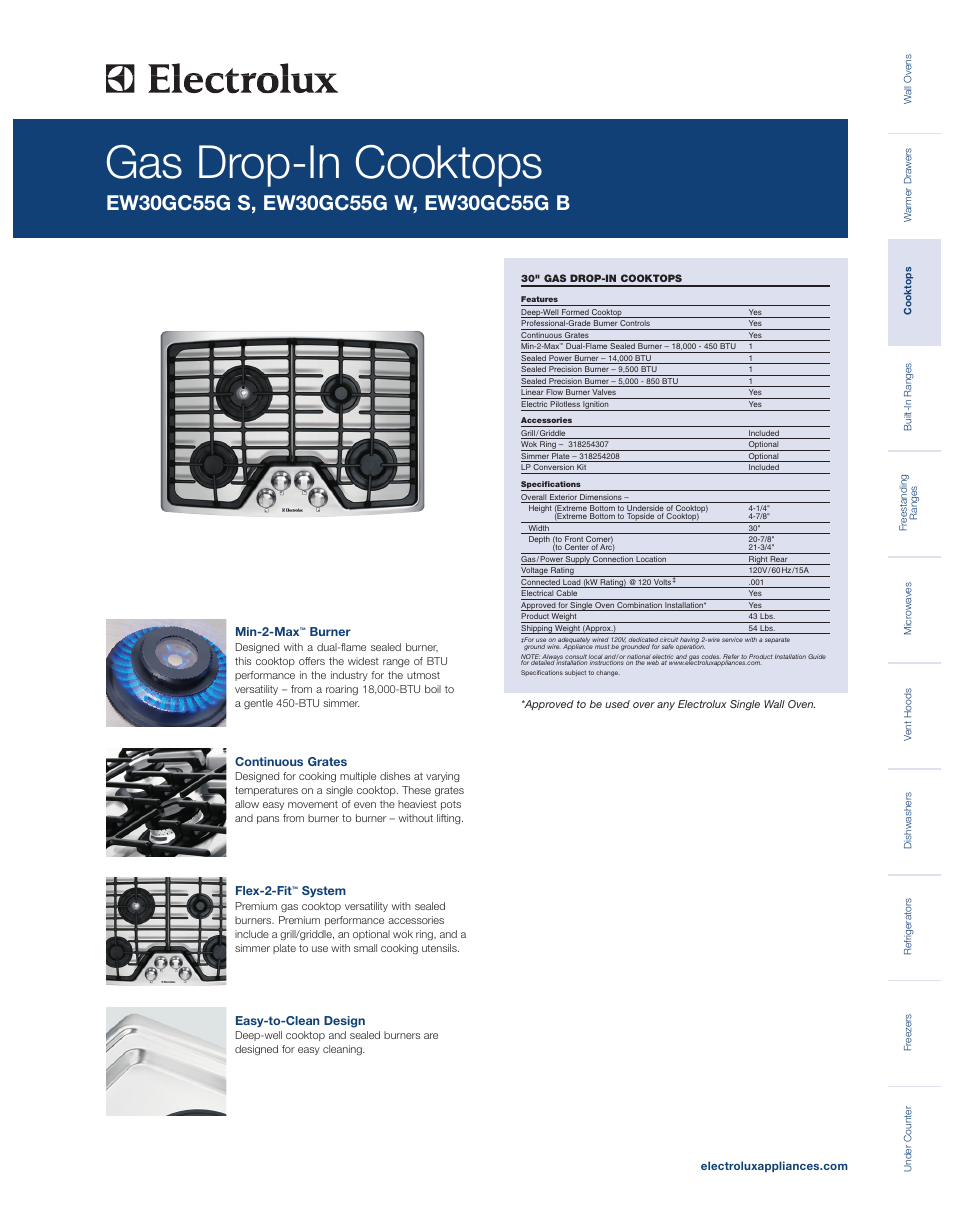 Electrolux EW30GC55GW User Manual | 2 pages