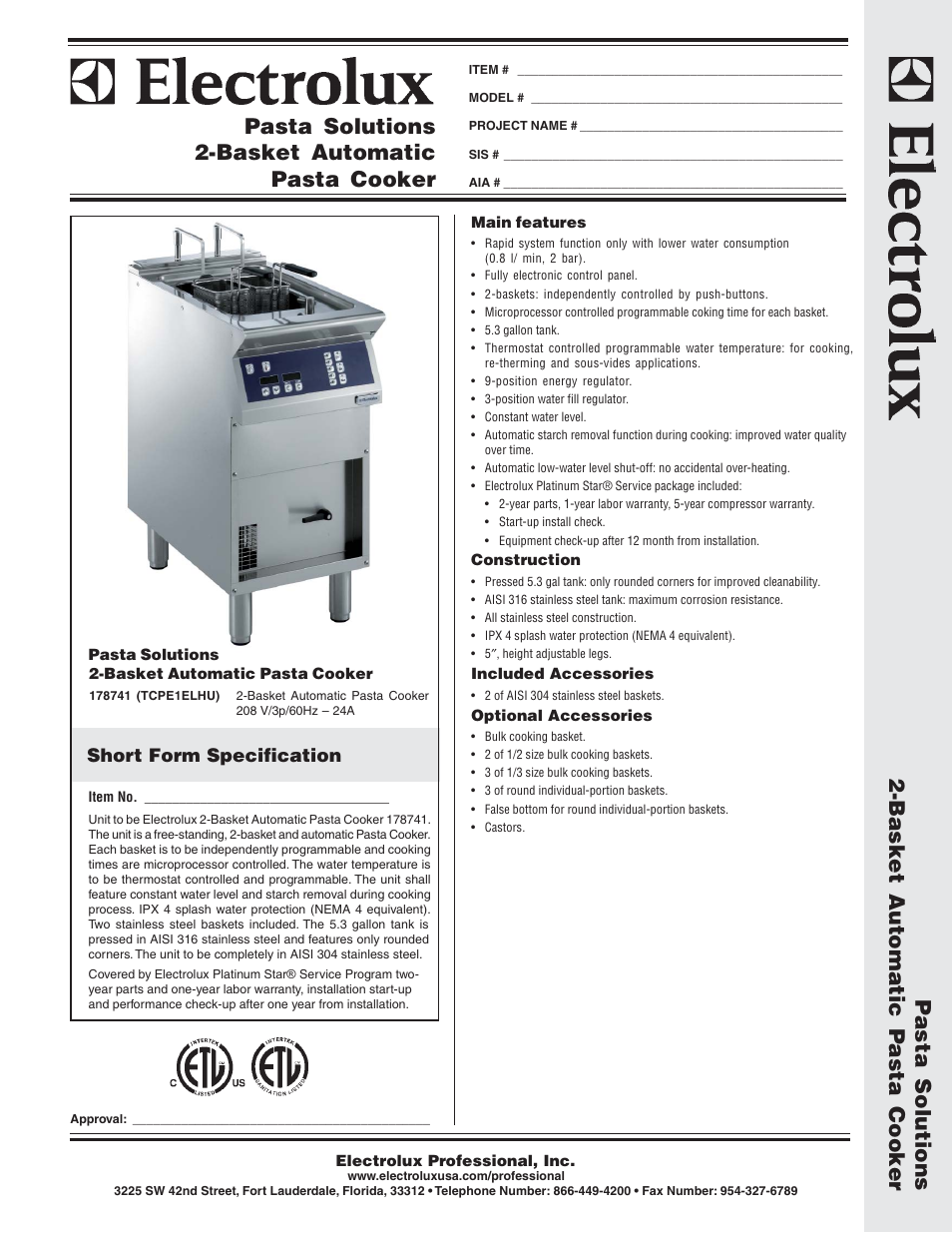 Electrolux TCPE1ELHU User Manual | 2 pages