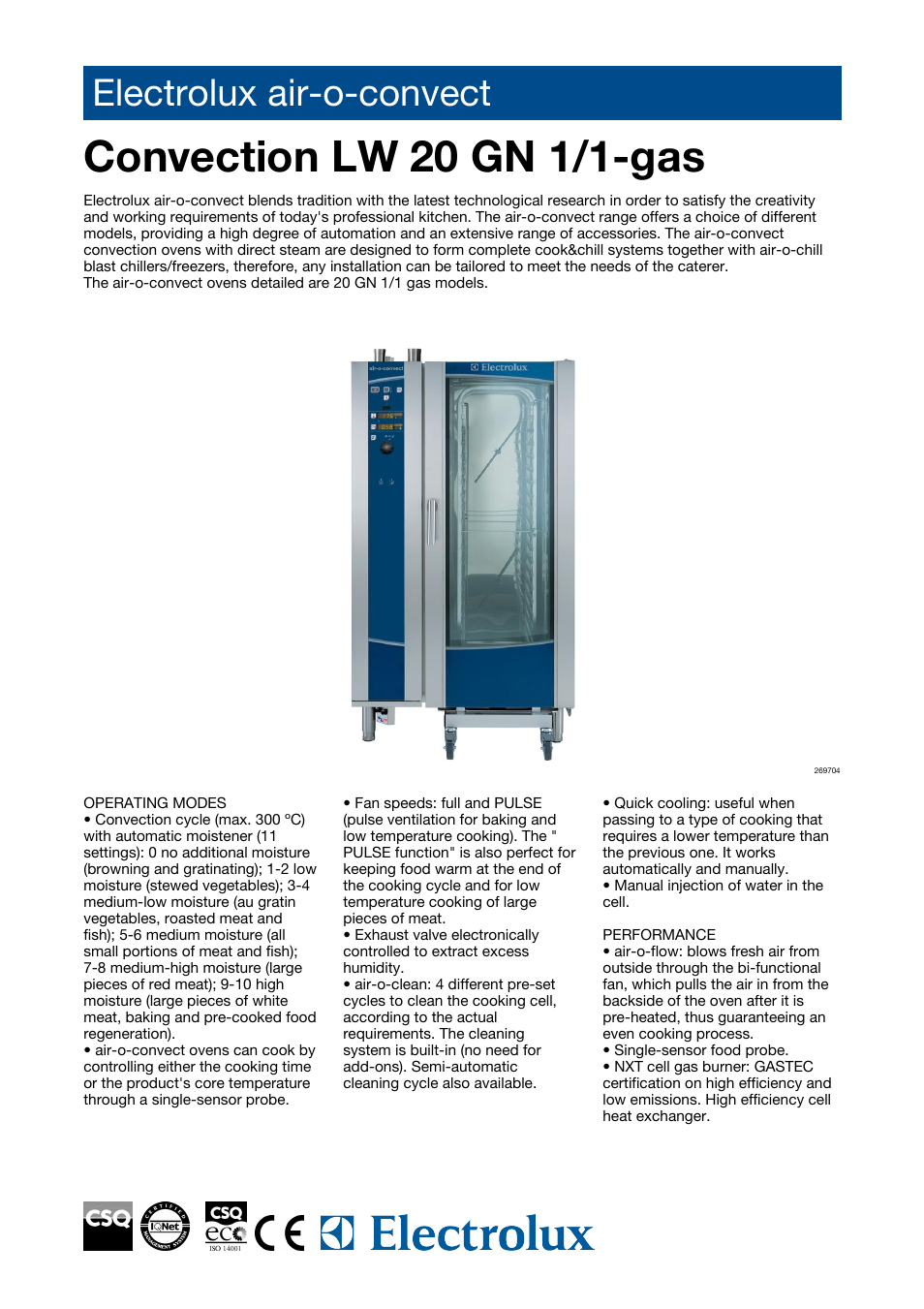 Electrolux Air-O-Convect 269504 User Manual | 4 pages