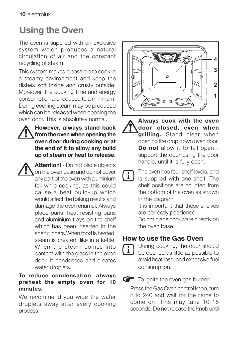Using the oven | Electrolux EOG 10000 User Manual | Page 10 / 36