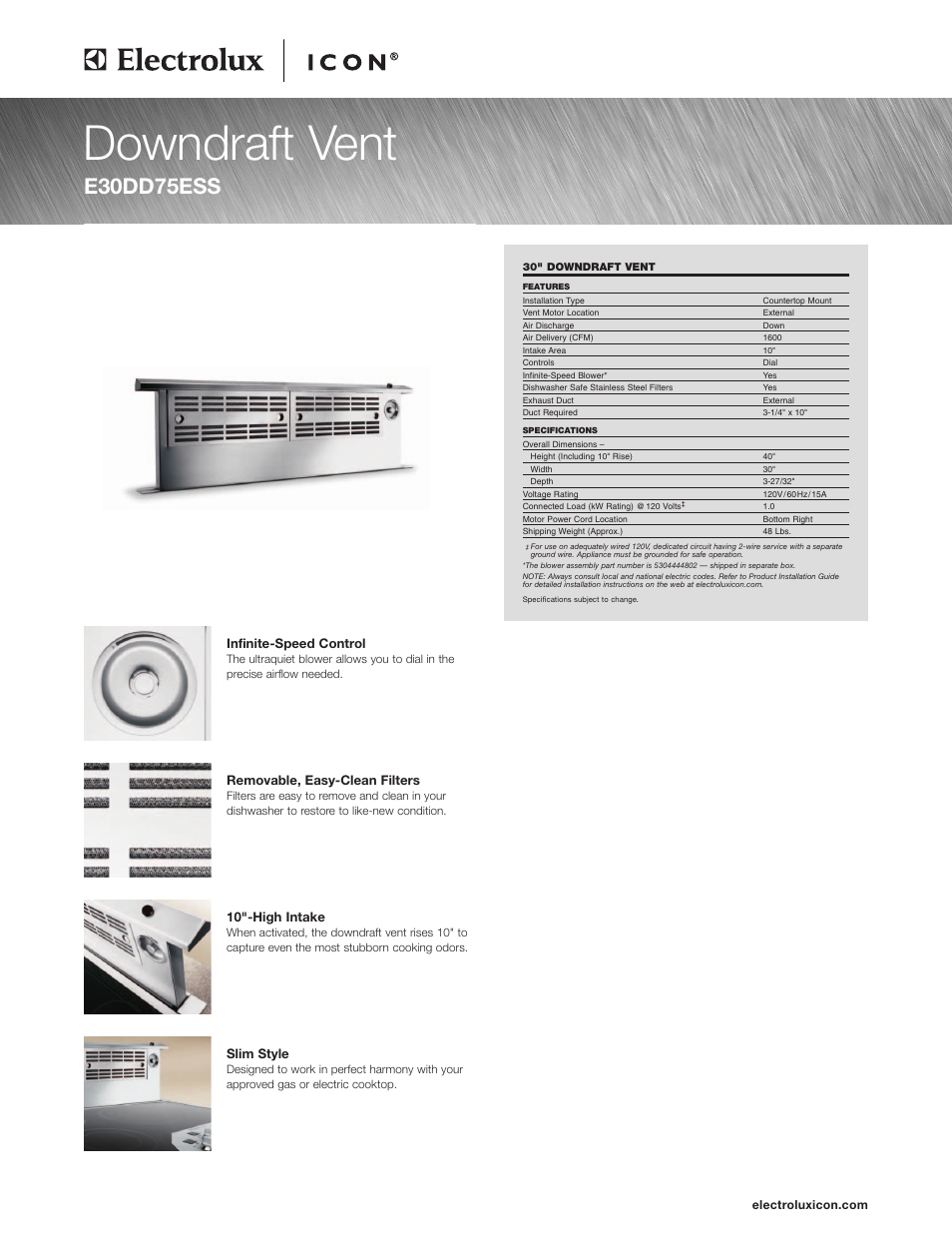 Electrolux ICON E30DD75ESS User Manual | 4 pages