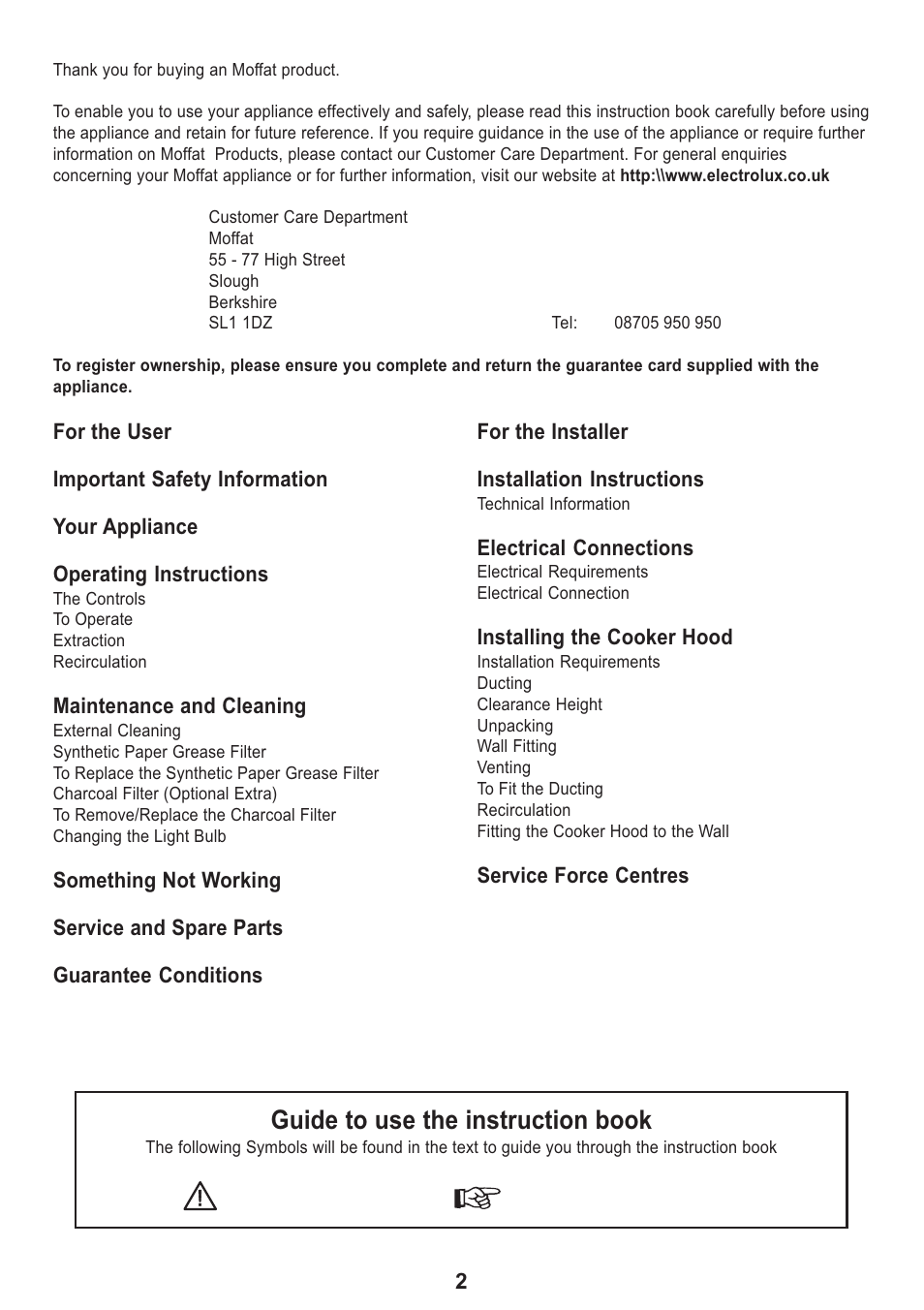 Guide to use the instruction book | Electrolux MCH 660 User Manual | Page 2 / 16