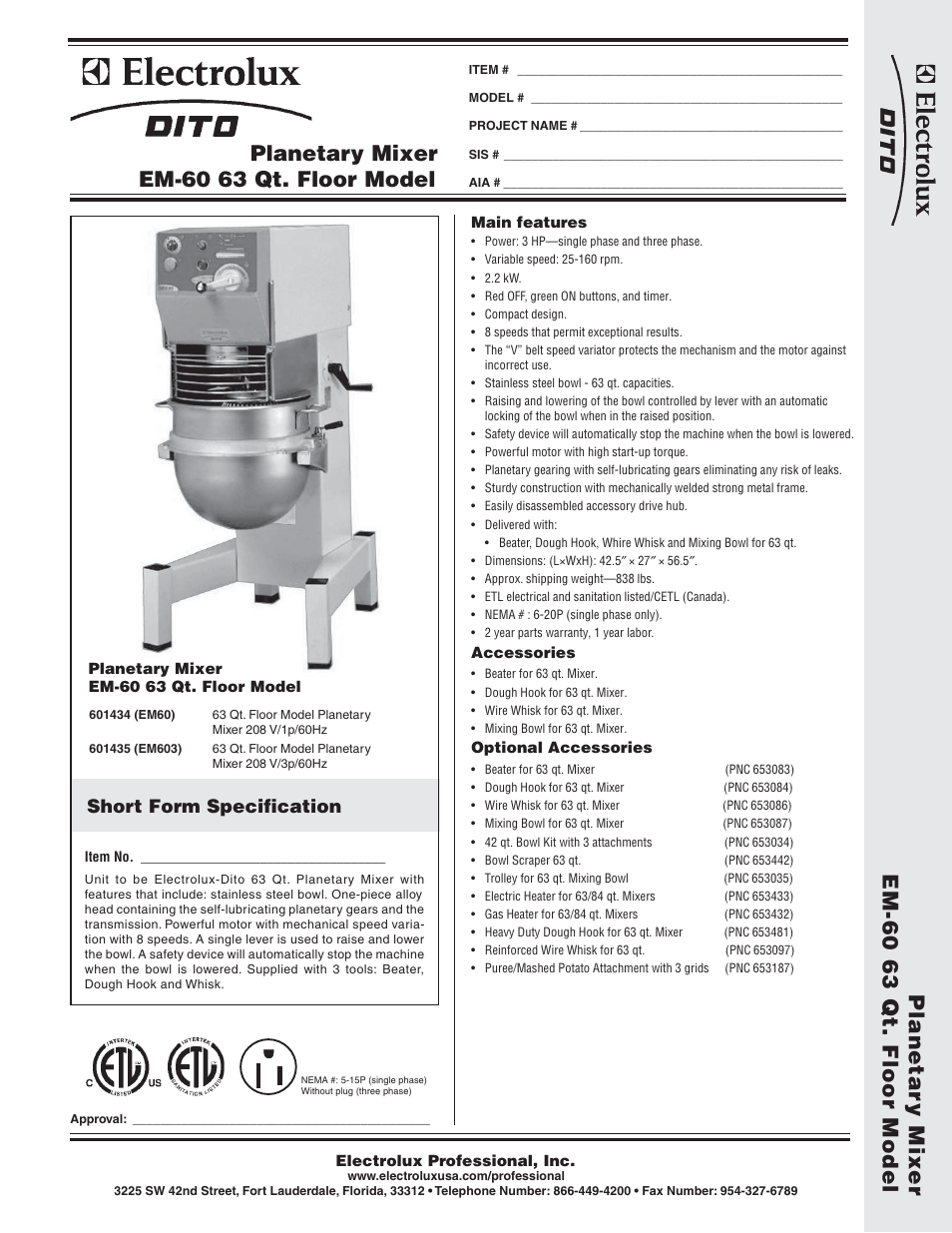 Electrolux Dito EM603 User Manual | 2 pages