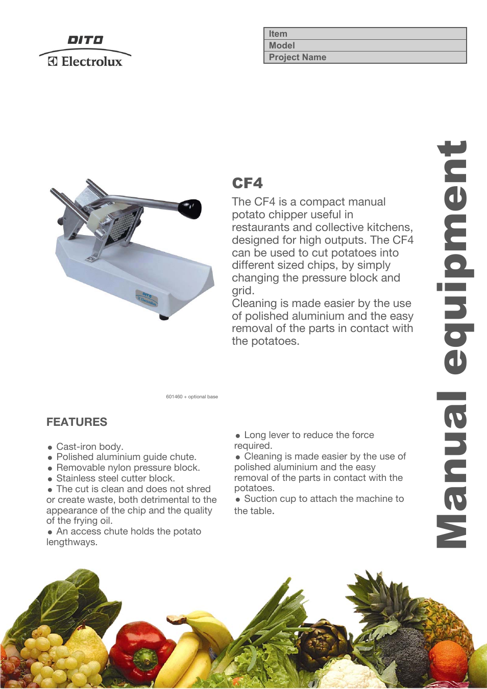 Electrolux Dito CF407 User Manual | 3 pages