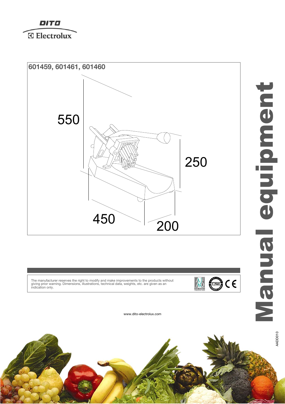 Manual equipment | Electrolux Dito CF407 User Manual | Page 3 / 3