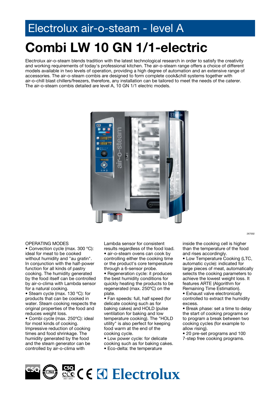 Electrolux Air-O-Steam 267022 User Manual | 4 pages