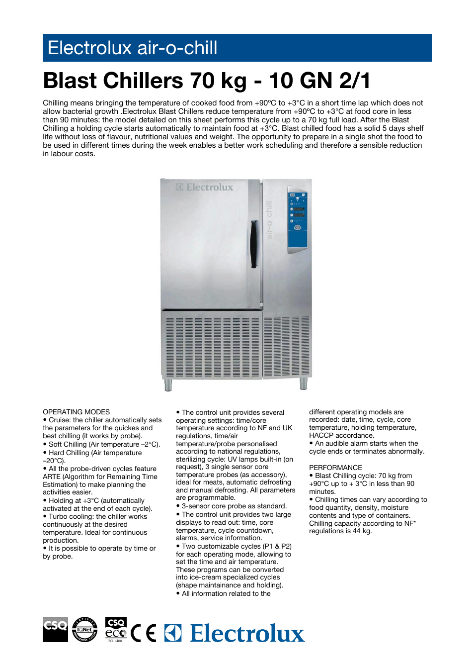 Electrolux Air-O-Chill 726695 User Manual | 4 pages