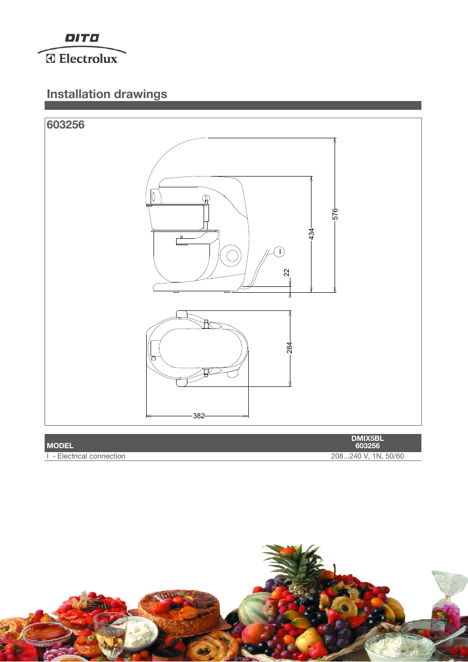 Installation drawings | Electrolux Dito DMIX5BL User Manual | Page 3 / 4
