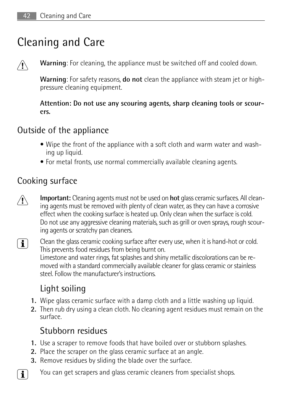 Cleaning and care 1 | Electrolux 41056VH User Manual | Page 42 / 60