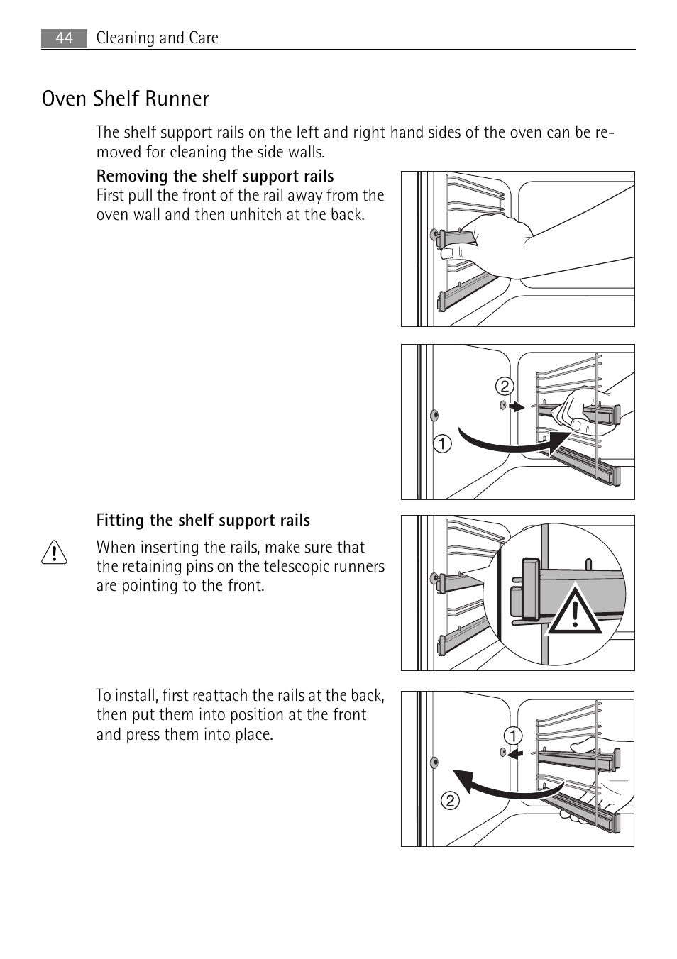 Oven shelf runner | Electrolux 41056VH User Manual | Page 44 / 60