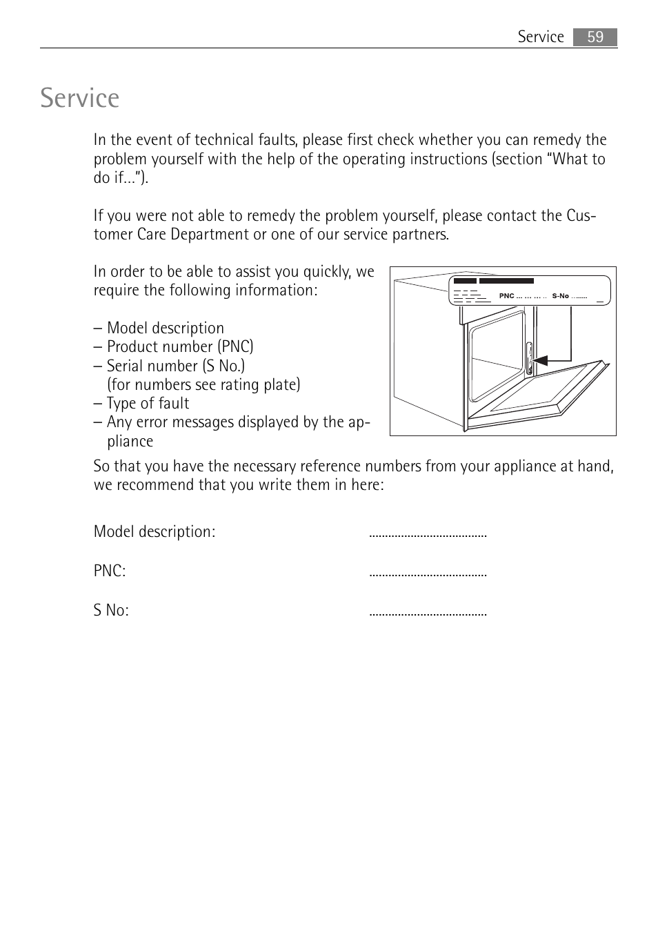 Service | Electrolux 41056VH User Manual | Page 59 / 60