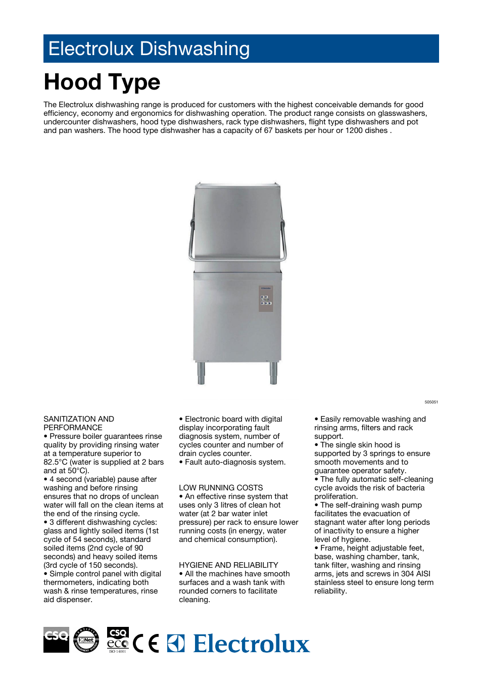 Electrolux Dishwashing 505047 User Manual | 4 pages