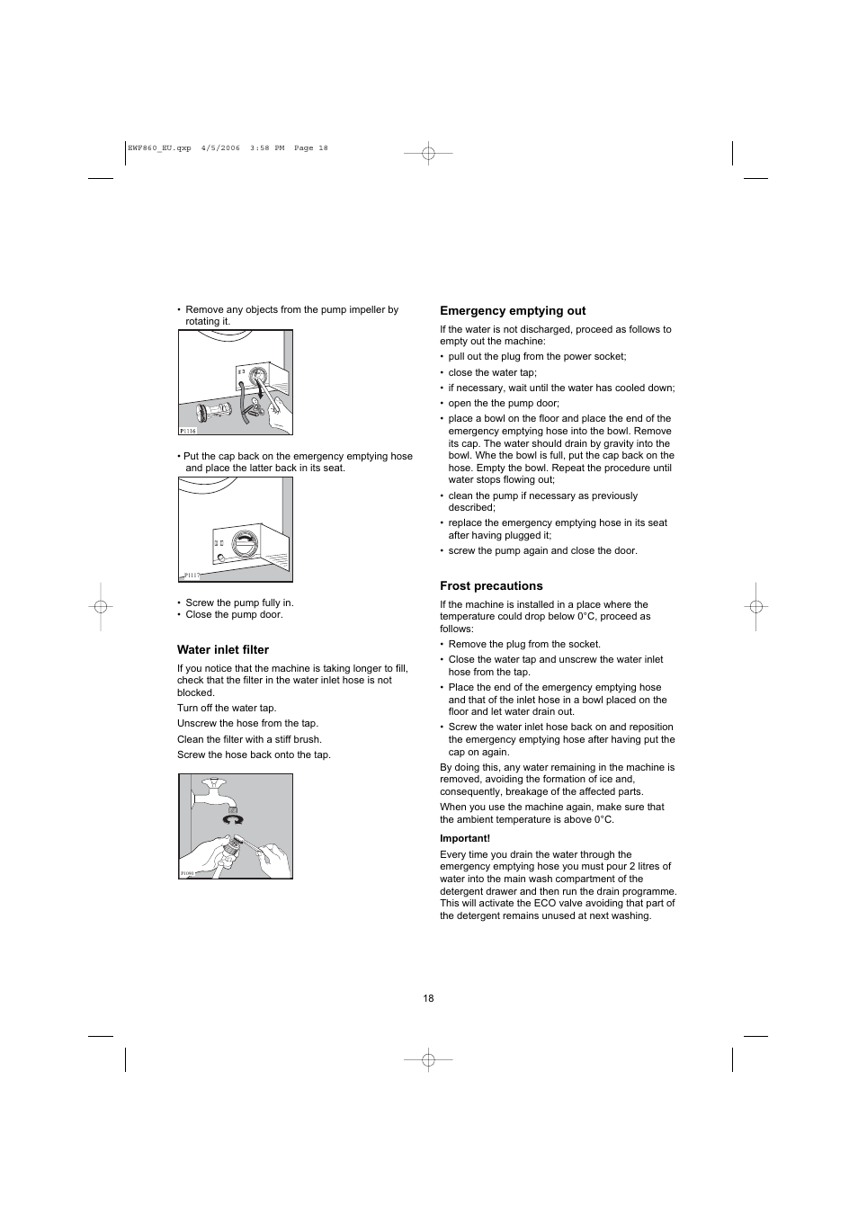 Electrolux EWF860 User Manual | Page 18 / 21