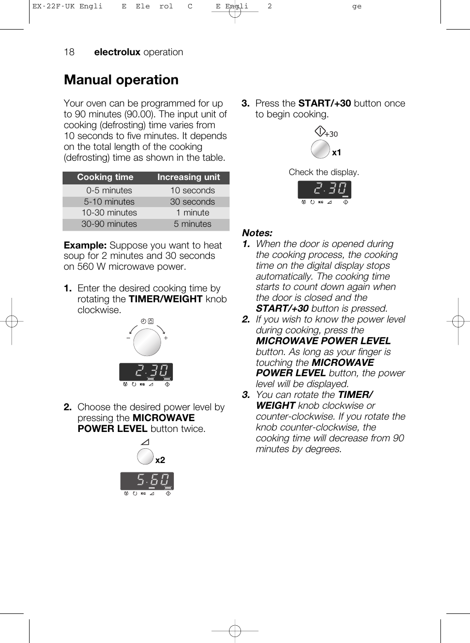 Manual operation | Electrolux EMS17206 User Manual | Page 18 / 44