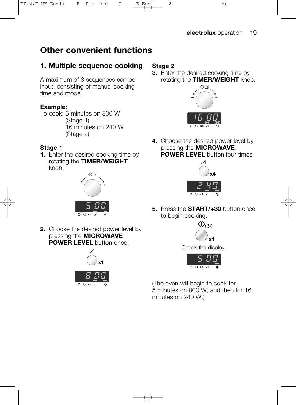 Other convenient functions, Multiple sequence cooking | Electrolux EMS17206 User Manual | Page 19 / 44