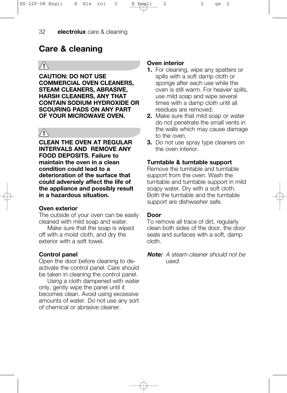 Care & cleaning | Electrolux EMS17206 User Manual | Page 32 / 44