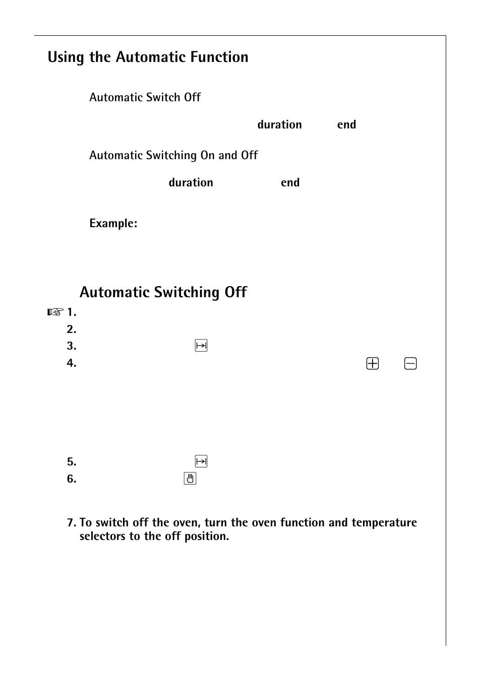 Using the automatic function, Automatic switching off | Electrolux B 2190 User Manual | Page 17 / 56