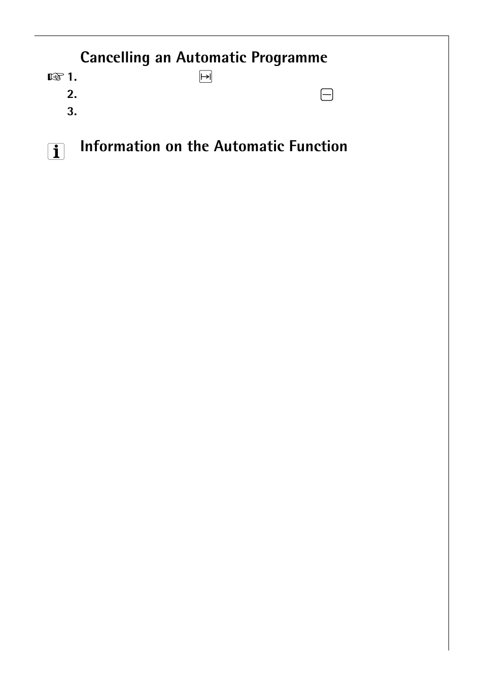 Cancelling an automatic programme, Information on the automatic function | Electrolux B 2190 User Manual | Page 19 / 56