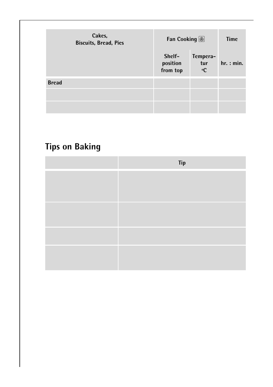 Tips on baking | Electrolux B 2190 User Manual | Page 24 / 56