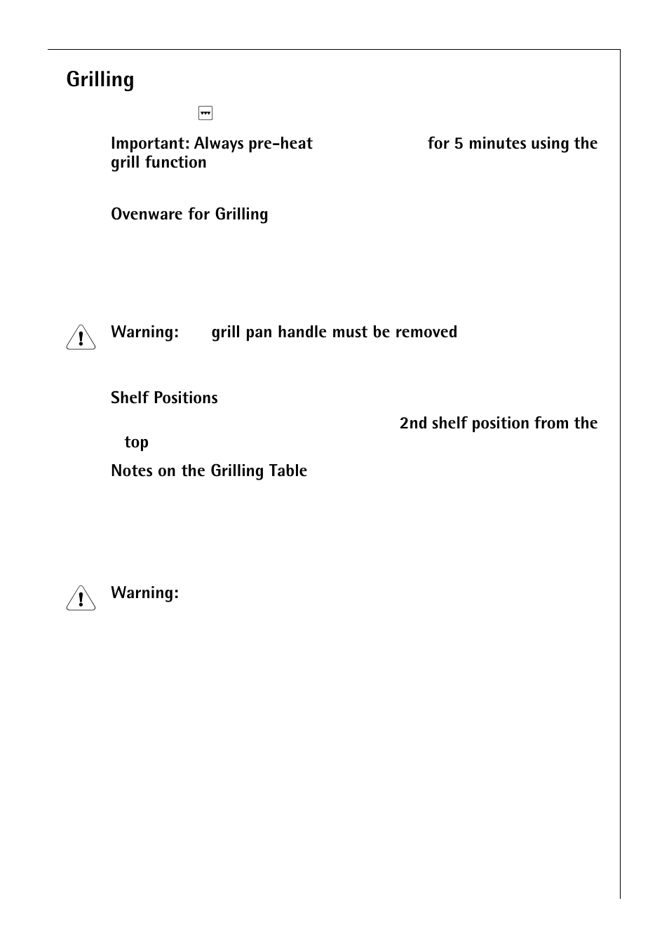 Grilling | Electrolux B 2190 User Manual | Page 31 / 56