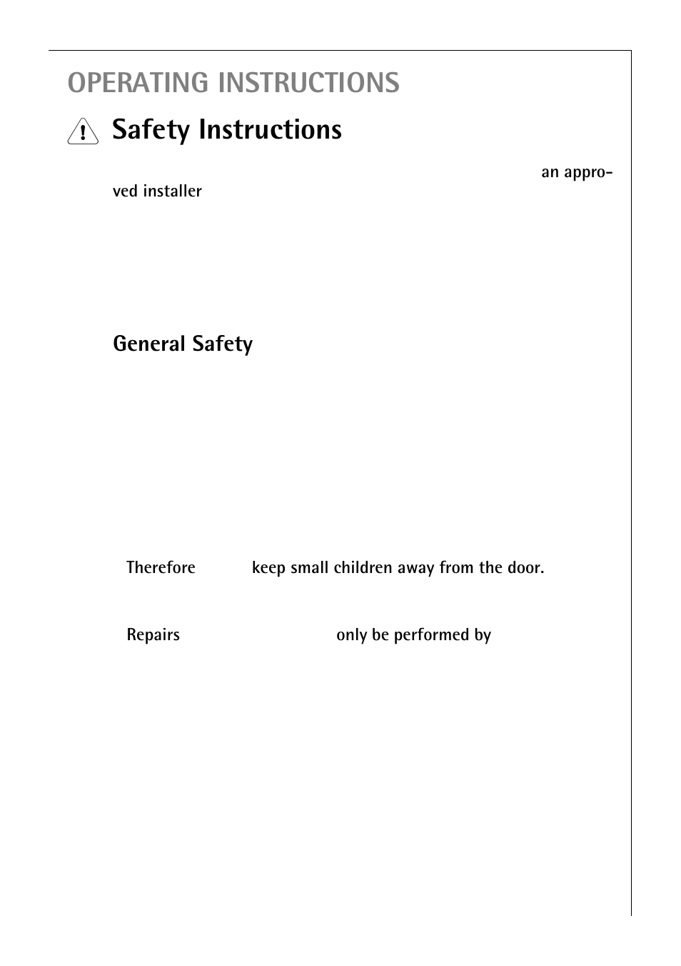 Operating instructions, Safety instructions, General safety | Electrolux B 2190 User Manual | Page 5 / 56