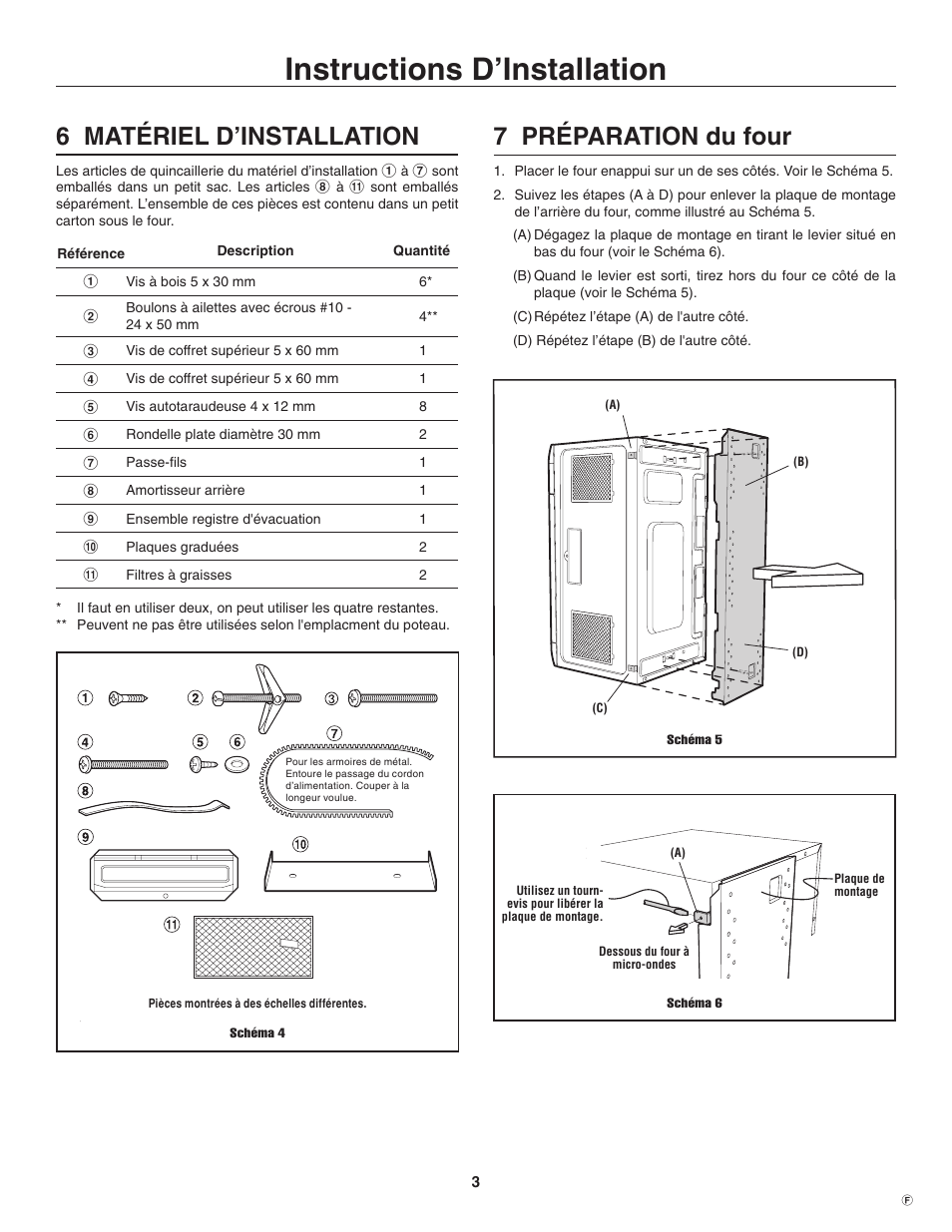 Instructions d’installation, 6 matériel d’installation, 7 préparation du four | Electrolux TINSEB484MRR0 User Manual | Page 19 / 24