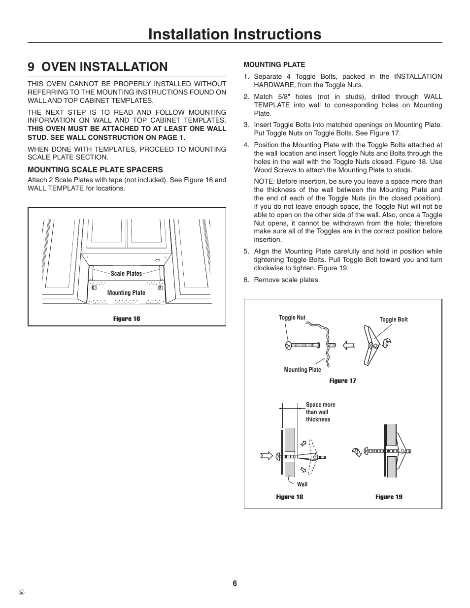 Installation instructions, 9 oven installation | Electrolux TINSEB484MRR0 User Manual | Page 6 / 24