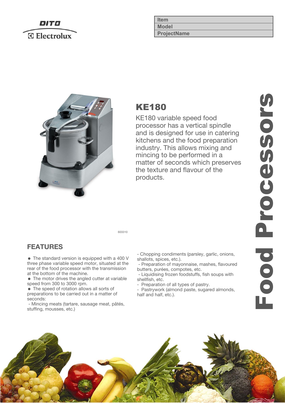 Electrolux Dito 603310 User Manual | 3 pages