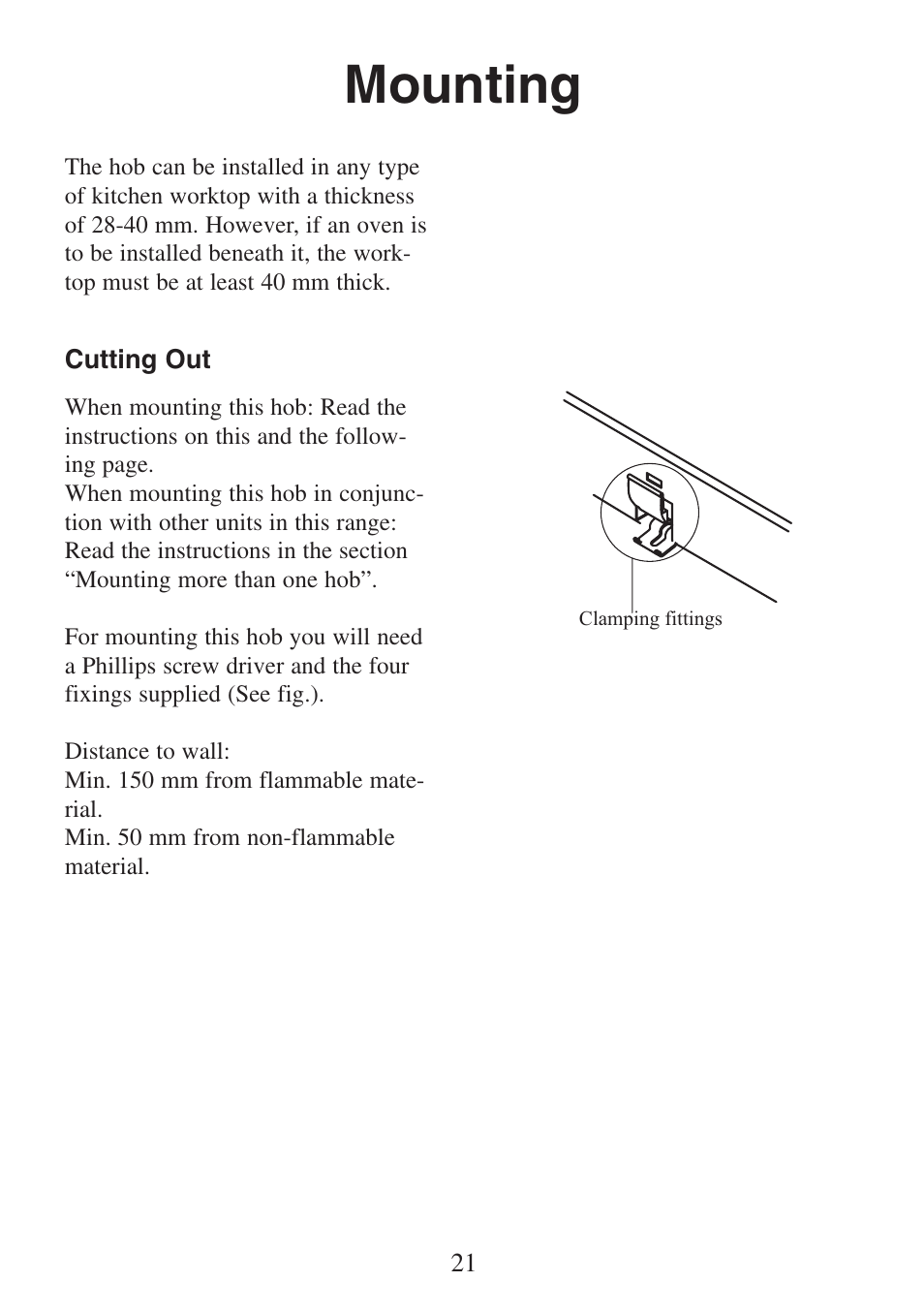 Mounting | Electrolux FM 4300G-an User Manual | Page 21 / 32