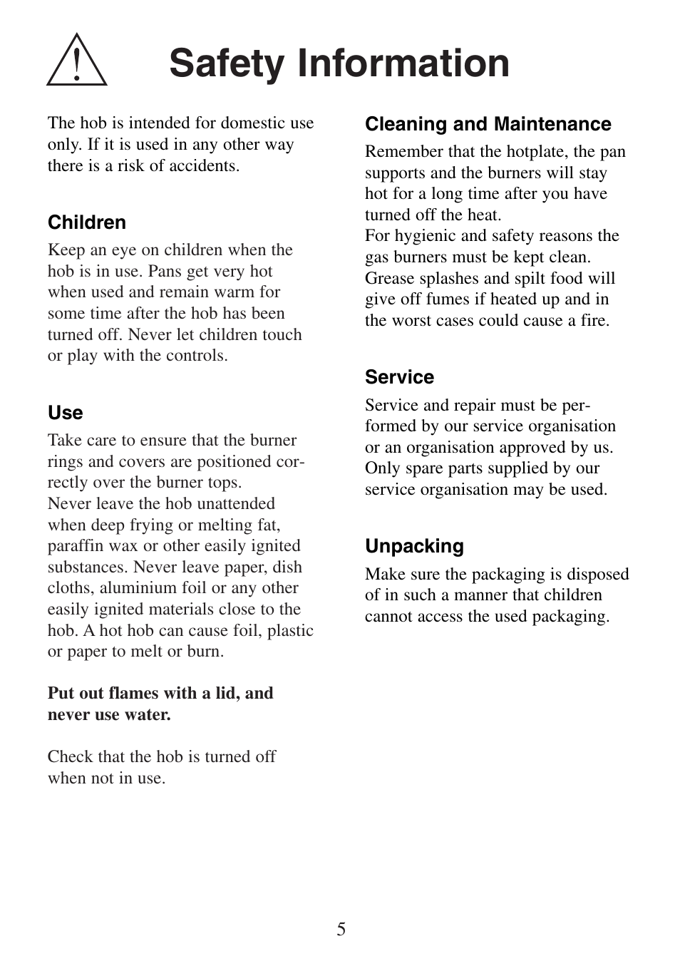 Safety information | Electrolux FM 4300G-an User Manual | Page 5 / 32