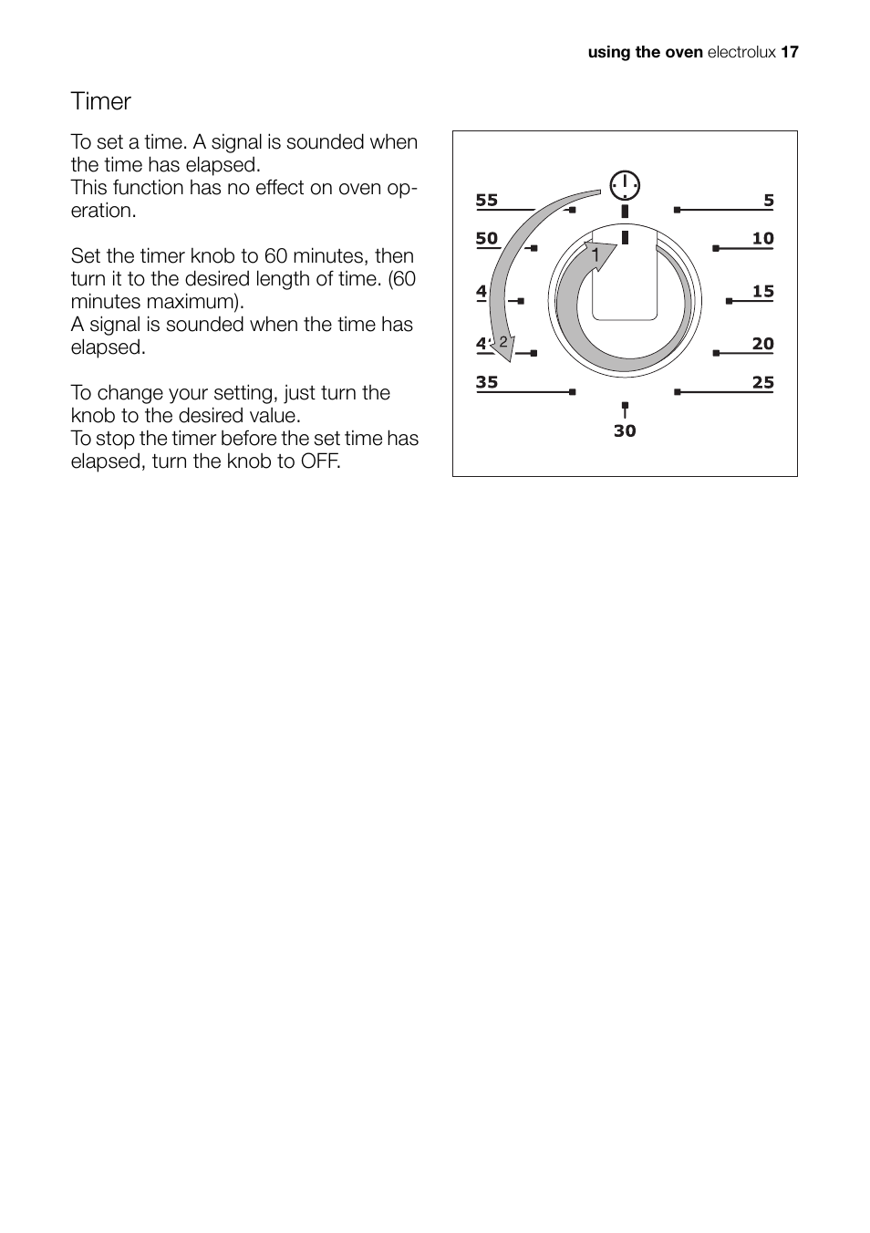 Timer | Electrolux Built-In Electric EOB51000 User Manual | Page 17 / 56