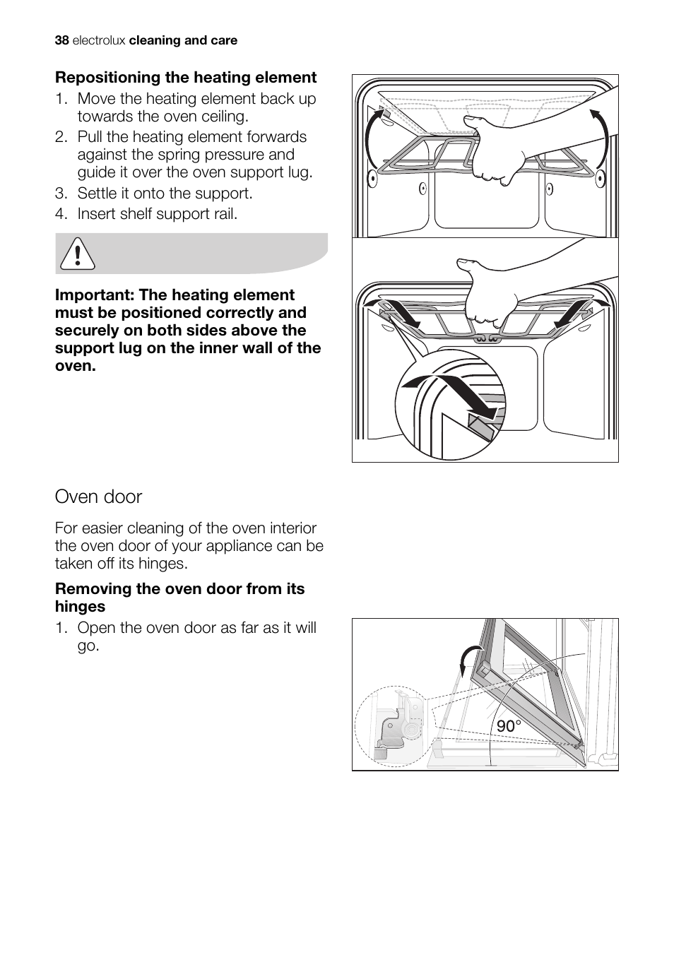 Oven door | Electrolux Built-In Electric EOB51000 User Manual | Page 38 / 56