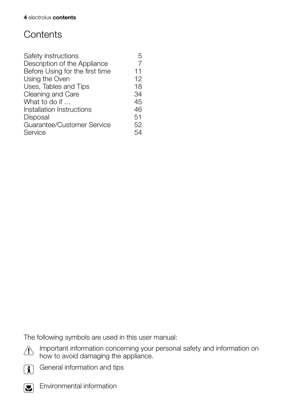 Electrolux Built-In Electric EOB51000 User Manual | Page 4 / 56