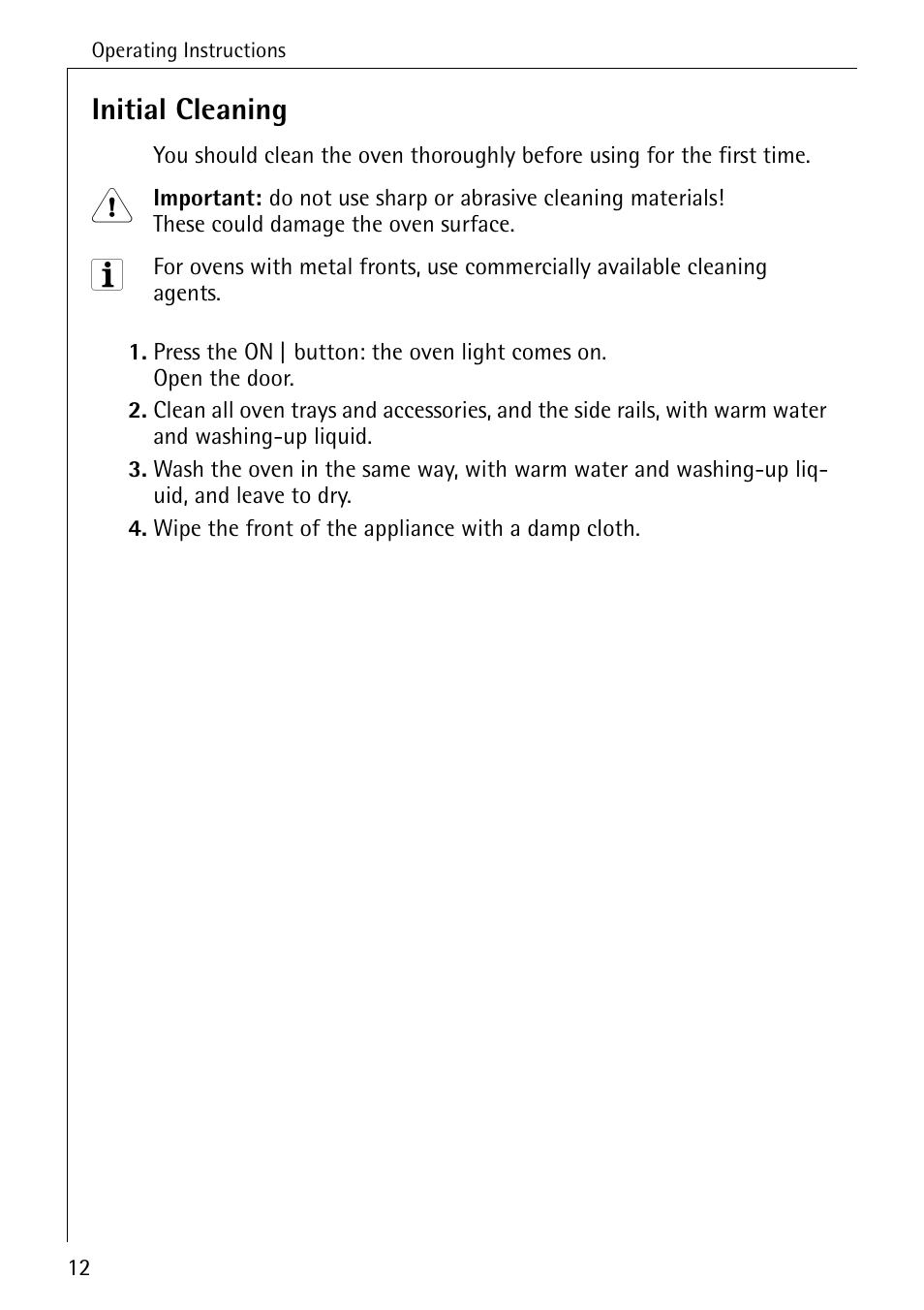 Initial cleaning | Electrolux B8920 User Manual | Page 12 / 76