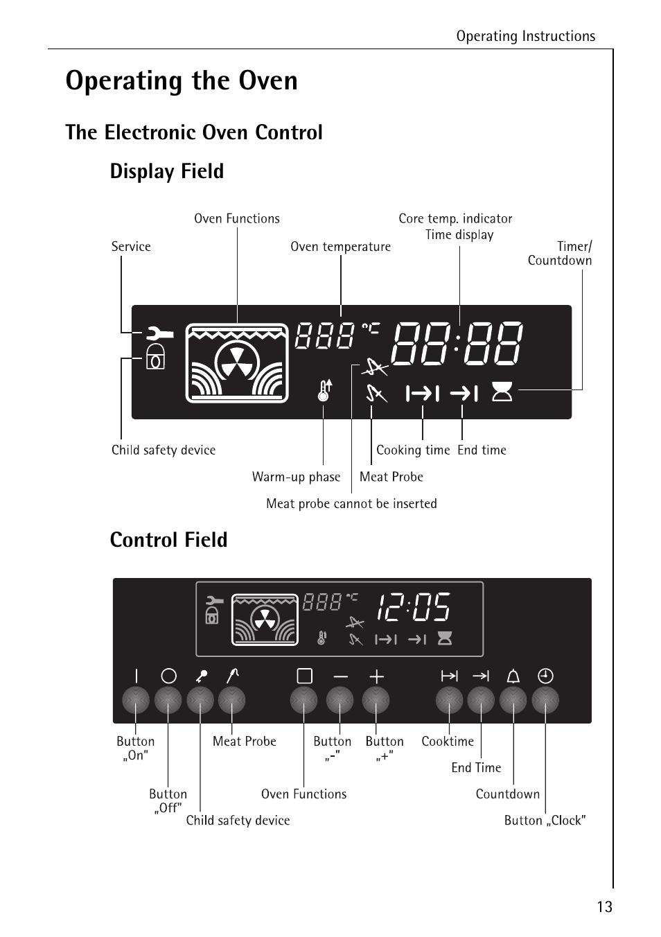 Operating the oven | Electrolux B8920 User Manual | Page 13 / 76