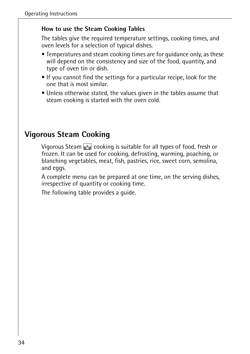 Vigorous steam cooking | Electrolux B8920 User Manual | Page 34 / 76