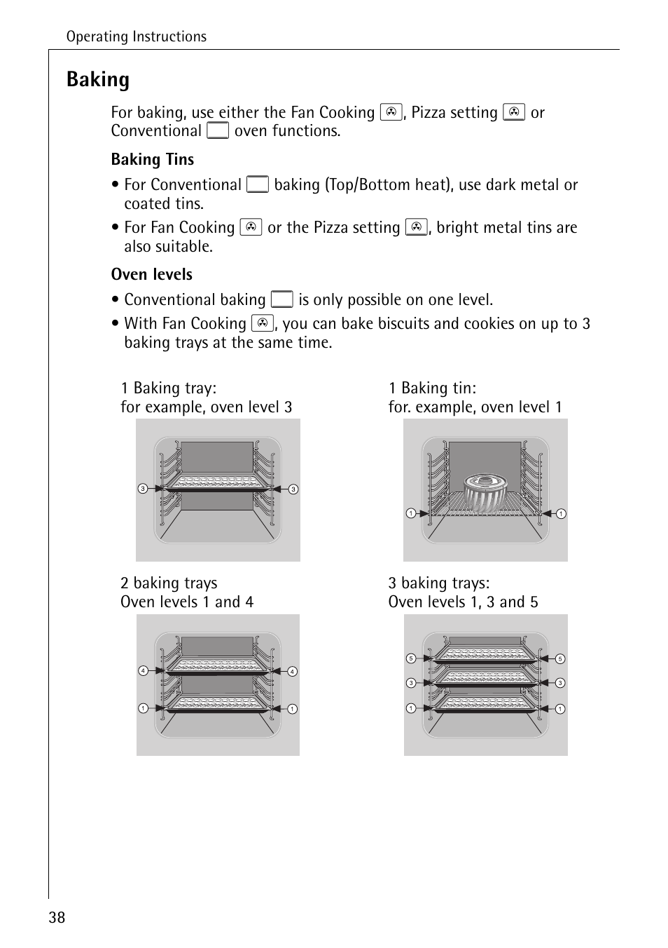 Baking | Electrolux B8920 User Manual | Page 38 / 76