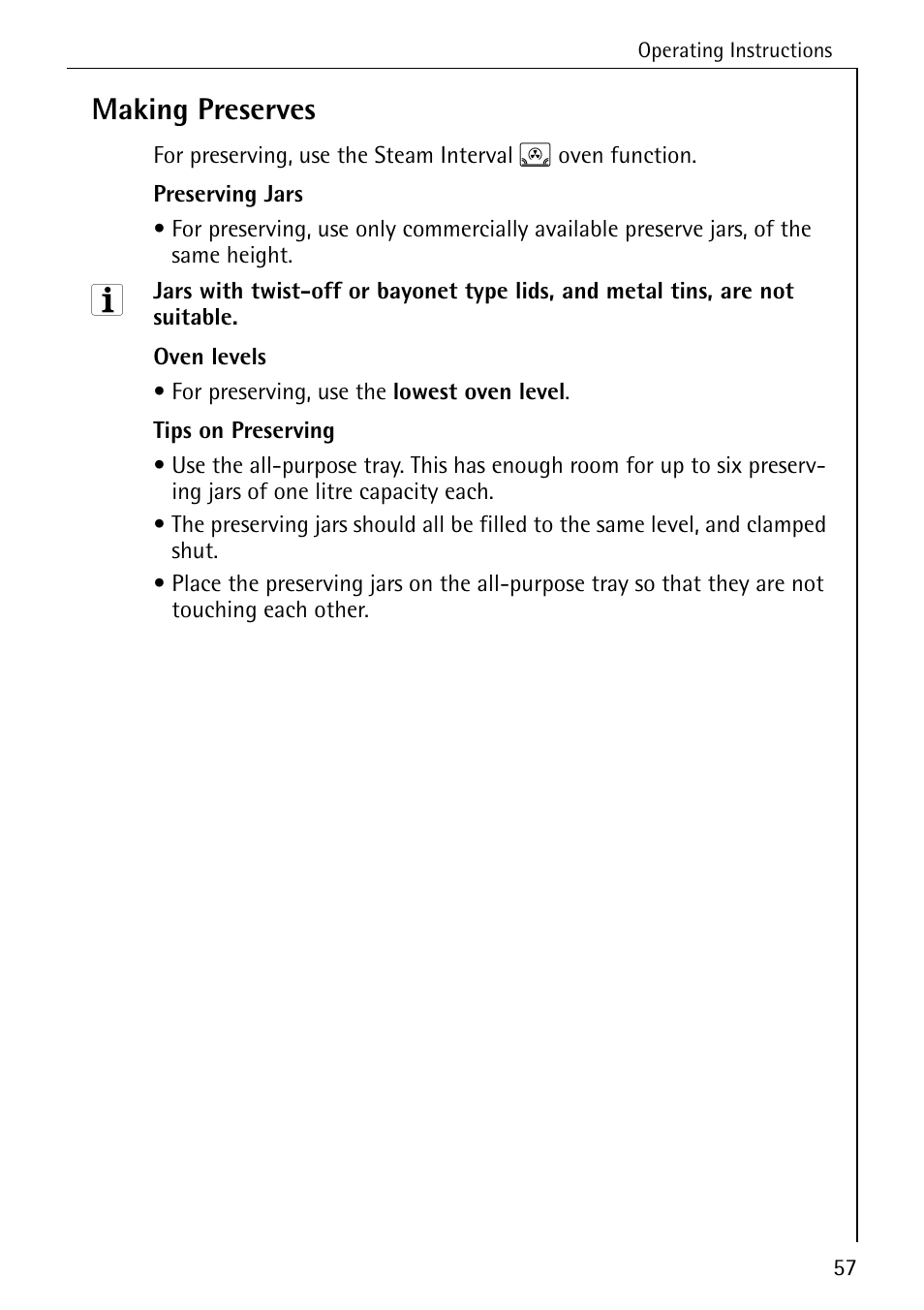 Making preserves | Electrolux B8920 User Manual | Page 57 / 76