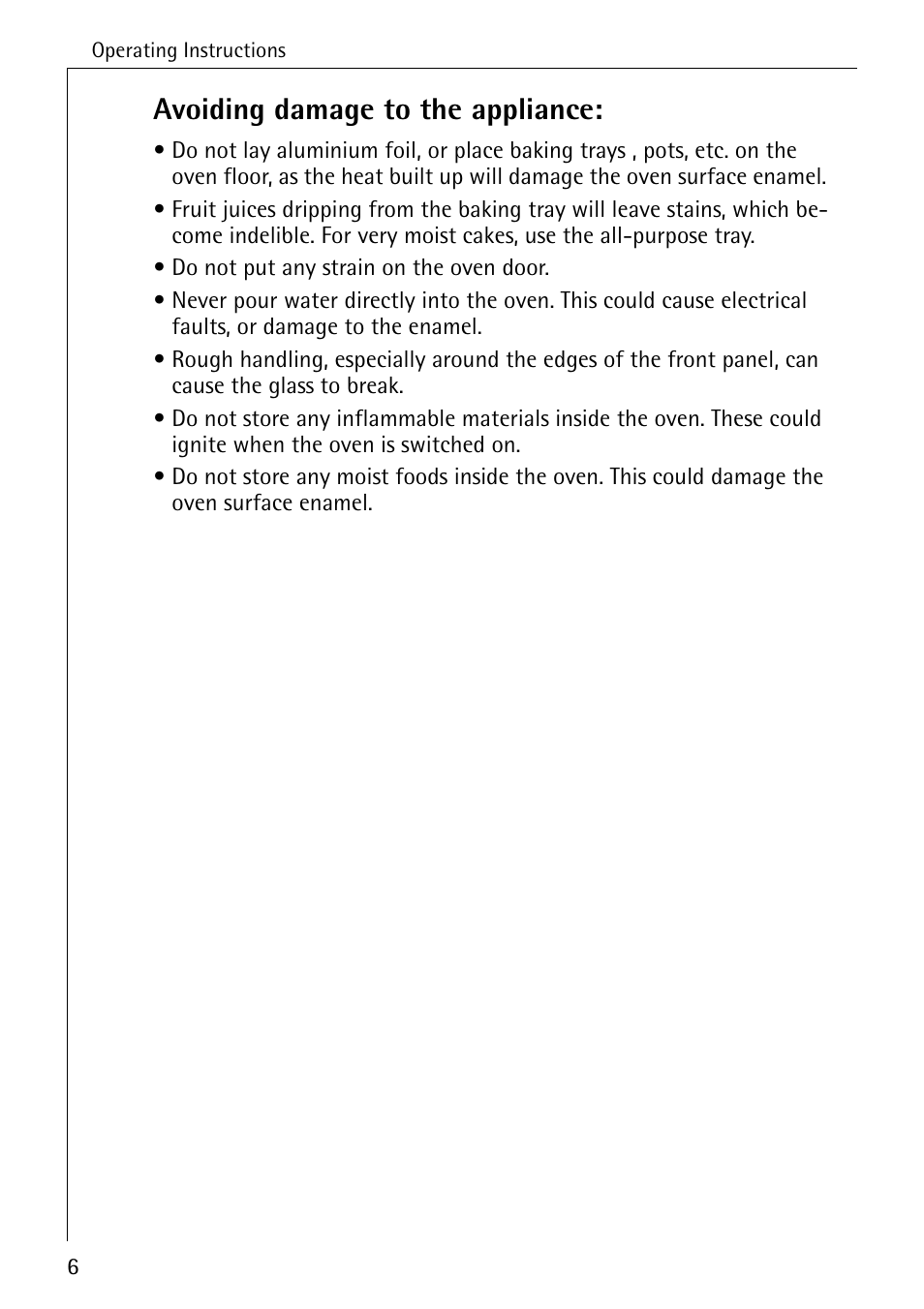 Avoiding damage to the appliance | Electrolux B8920 User Manual | Page 6 / 76