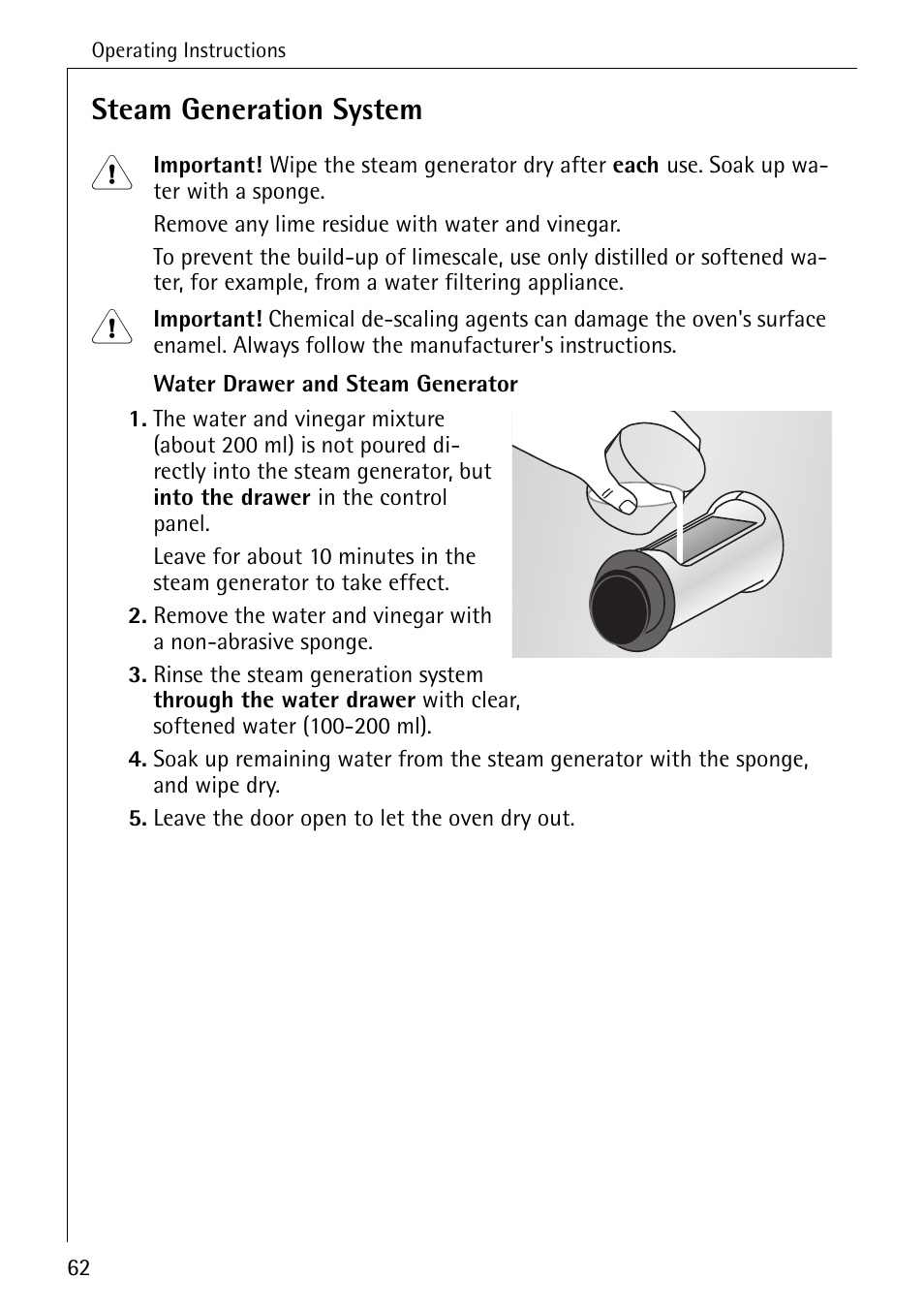 Steam generation system | Electrolux B8920 User Manual | Page 62 / 76