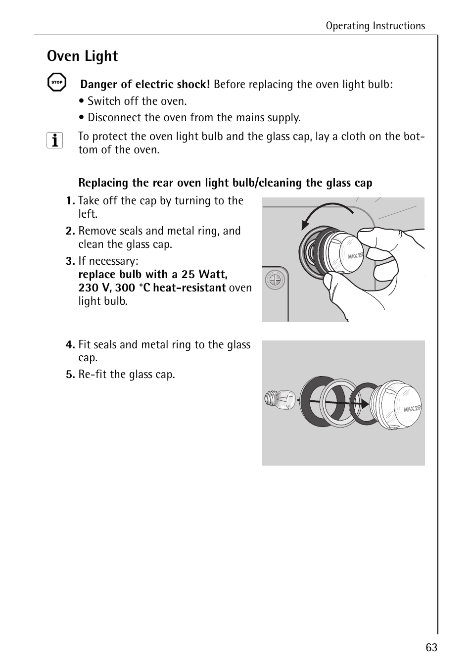 Oven light | Electrolux B8920 User Manual | Page 63 / 76