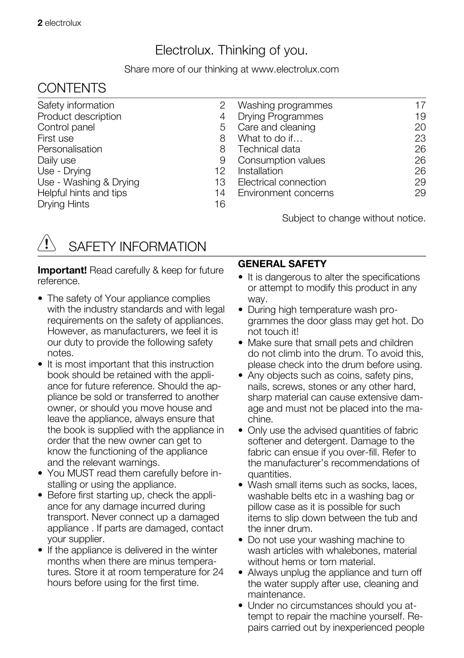 Electrolux EWW 167443 W User Manual | Page 2 / 32