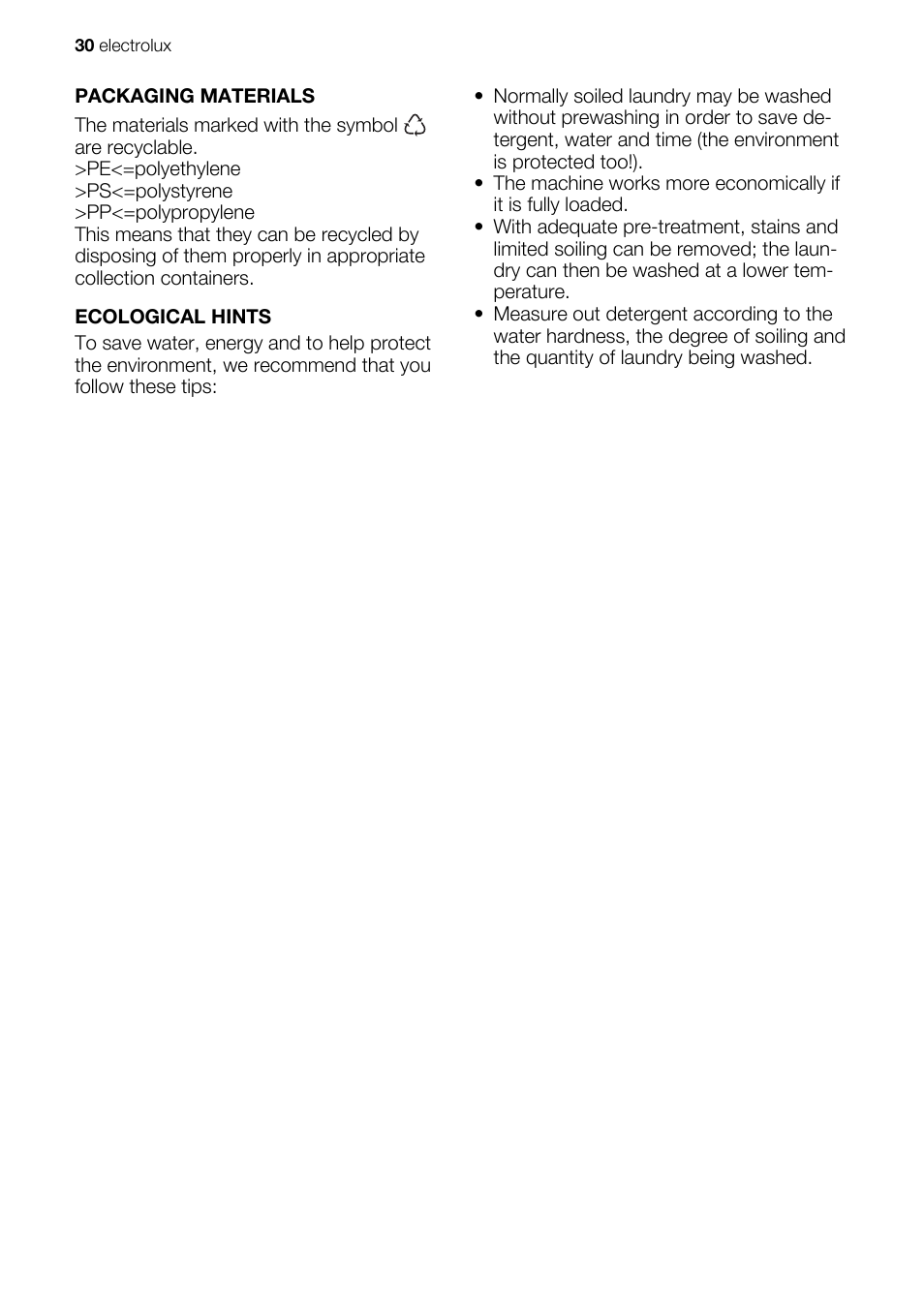 Electrolux EWW 167443 W User Manual | Page 30 / 32